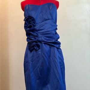 Strapless Blue Ruched Sheath Dress for Cocktail